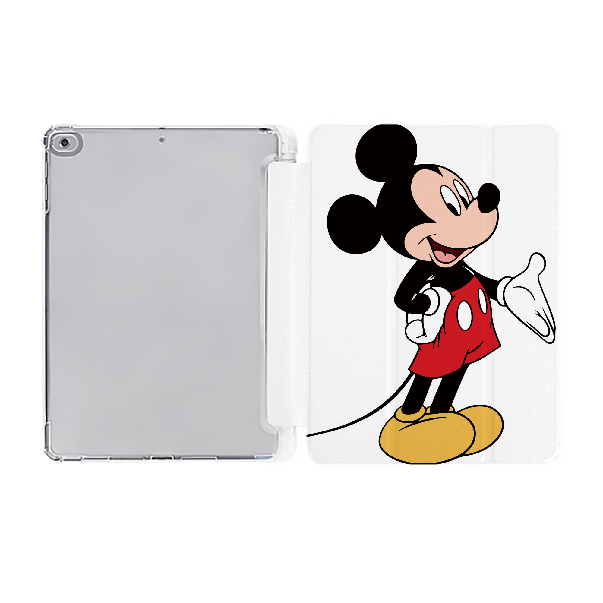 （画像用） ミッキーマウス Mickey Mouse IPad ケース ペン収納付き 三つ折りスタンド PUレザー×シリコン 対応機種9.5/10.5/10.9インチ